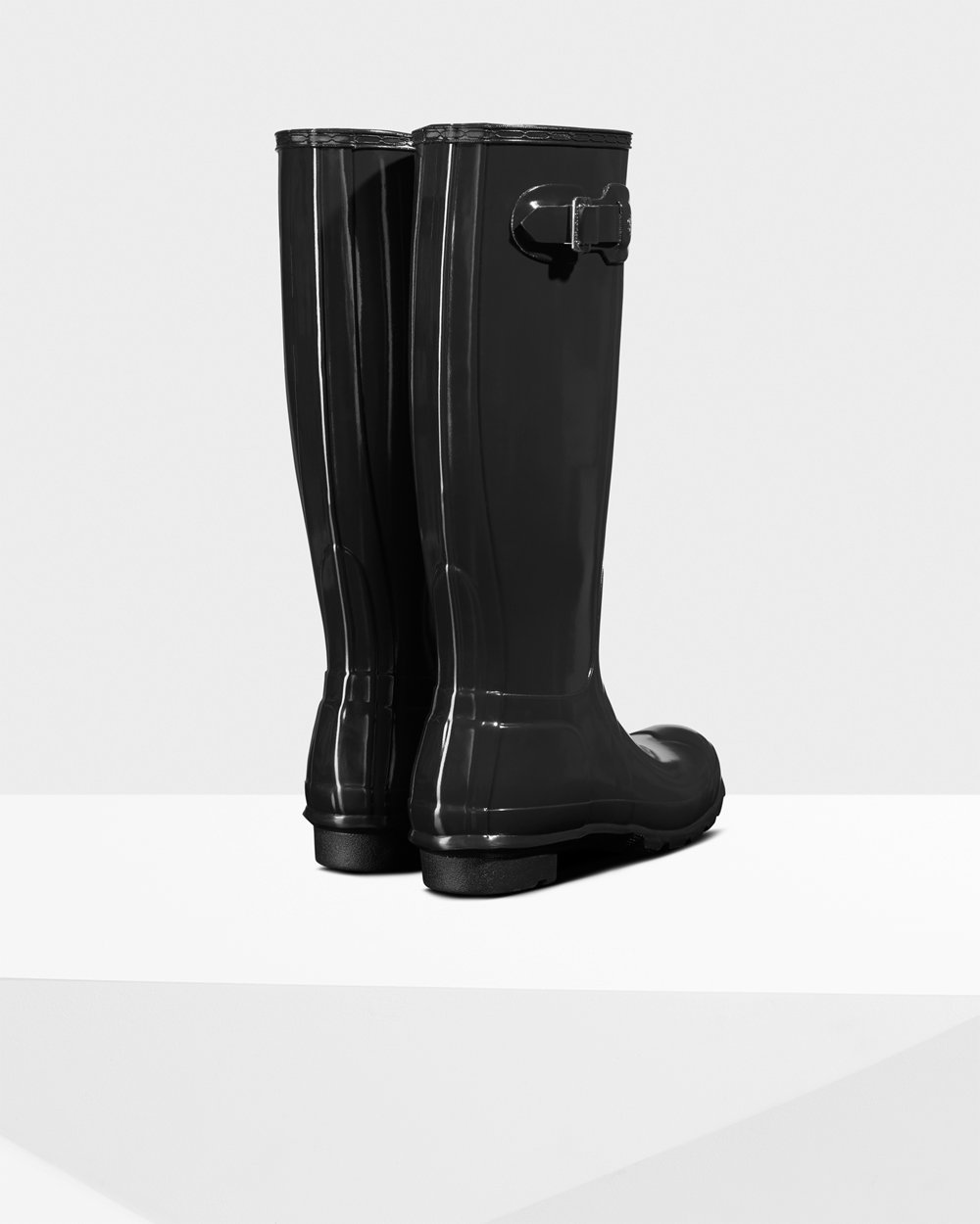 Hunter Original Gloss Tall Rain Boots - For Sale Cheap Womens Black - IBPMJL721